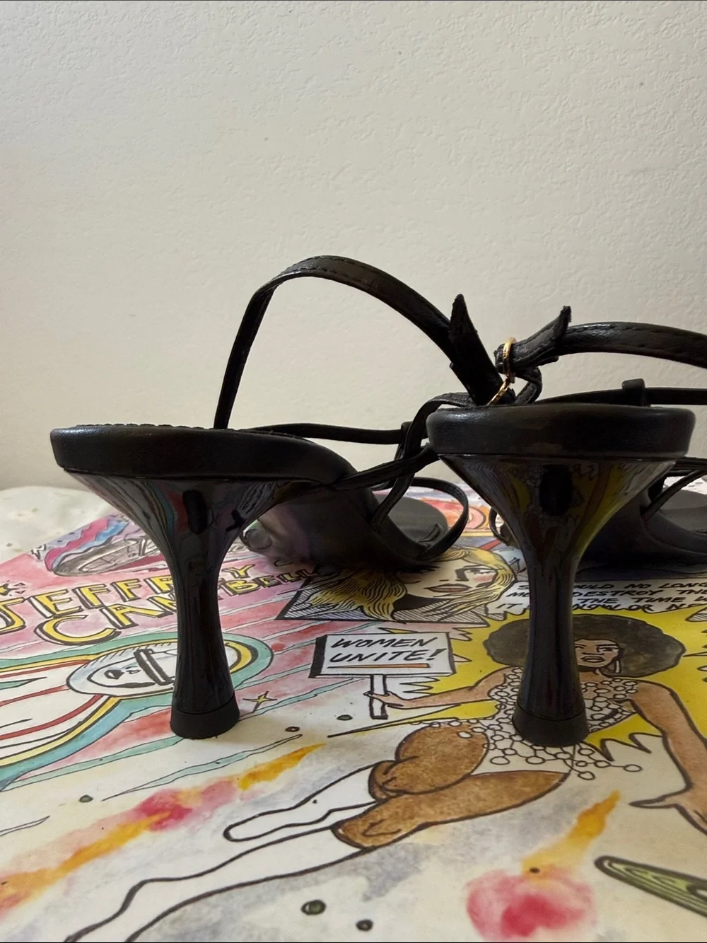 Mango black leather heeled sandals